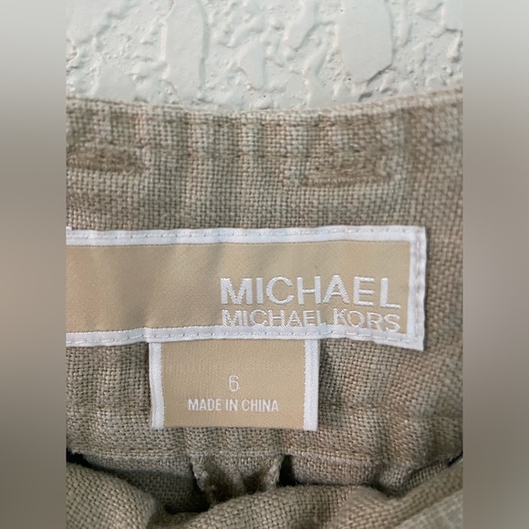 NWOT, Michael Kors Linen Khaki Slacks High Waisted Pockets Women’s Size 6 Pants - Picture 6 of 16